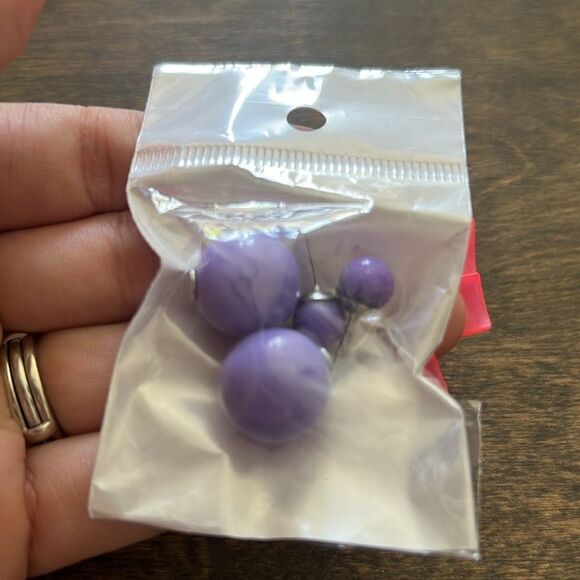 Double Ball Stud Earrings Minimalist Chic Double Sided Front Back E… - Picture 2 of 2